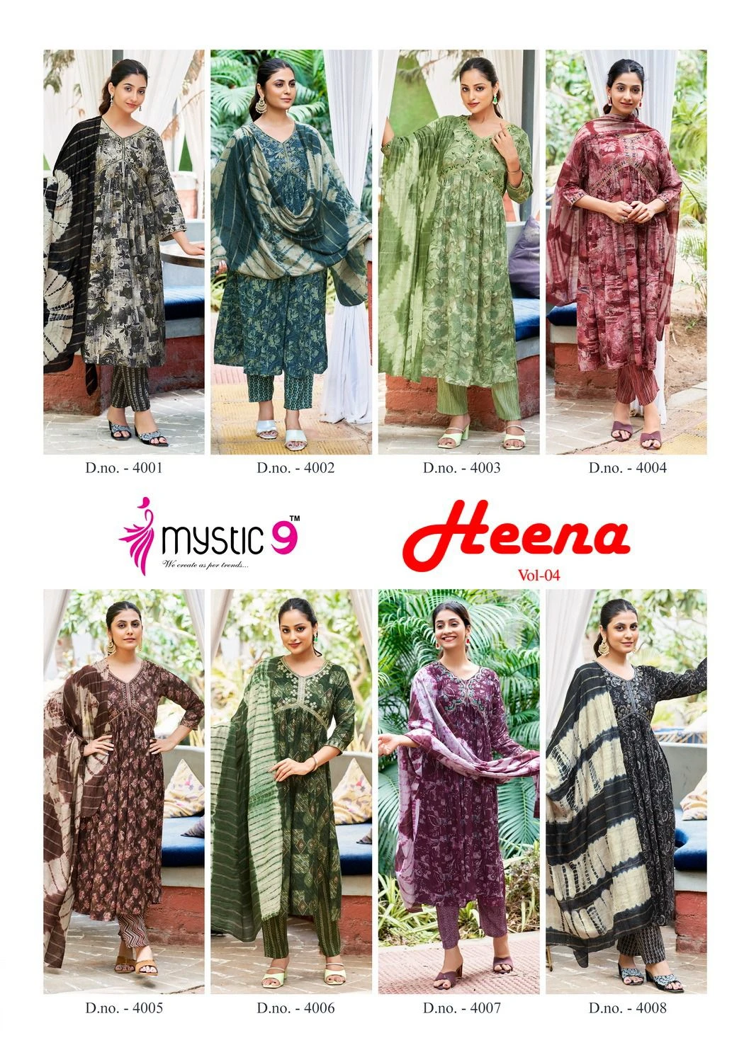 Mystic 9 Heena Vol 4 Premium Quality Rayon Capsule Foil Print Wholesale Readymade Salwar Suit Catalog — Wholesale Salwar Suits, MPA wholesale from Surat — view 9